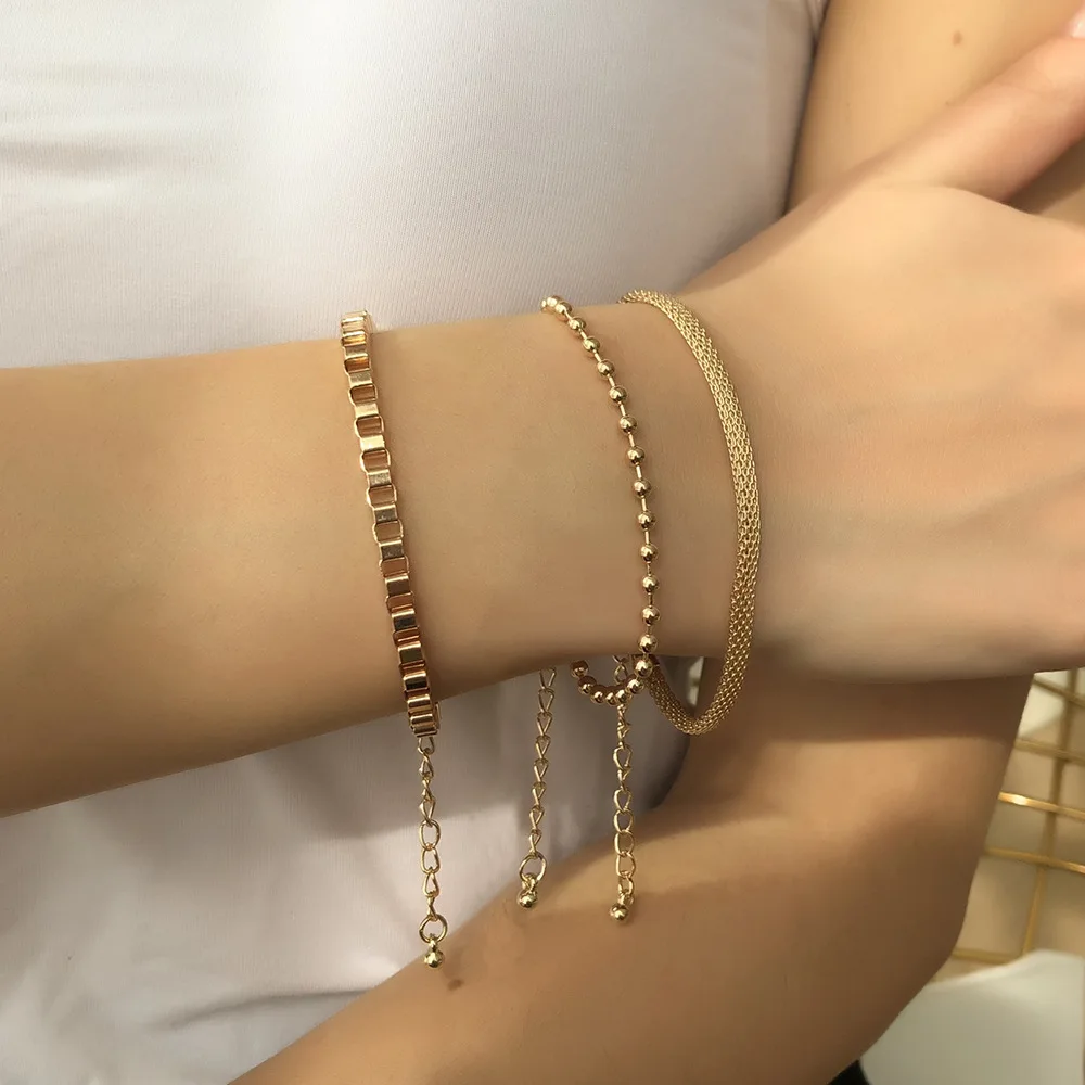 MuXi Personalized metal texture chain bracelet simple and cold wind, three-piece bead bracelet, One color
MuXi Personalized metal texture chain bracelet simple and cold wind, three-piece bead bracelet, One color