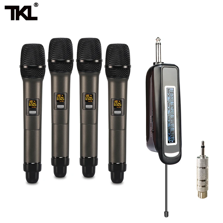 universal Wireless Microphone UHF Wireless 4channel Handheld Dynamic Mic System Set with Rechargeable Receiver 6.35mm RCA Plug, Black
universal Wireless Microphone UHF Wireless 4channel Handheld Dynamic Mic System Set with Rechargeable Receiver 6.35mm RCA Plug, Black