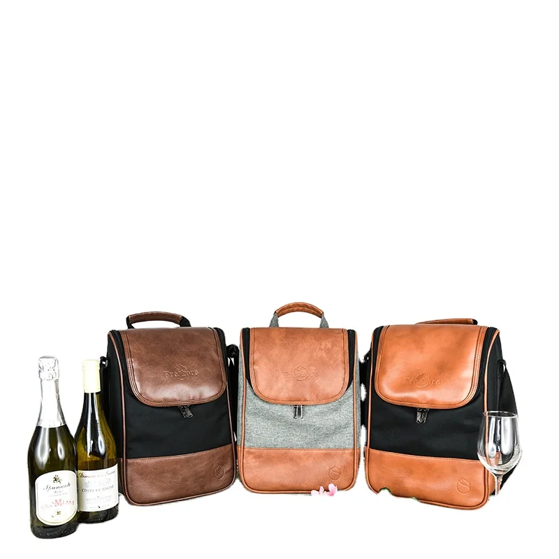 

2 Bottle Wine Tote Carrier Insulated Wine Cooler Bag with Adjustable Shoulder Strap and Carry Handle for BYOB Restaurants, Wine, Customized color