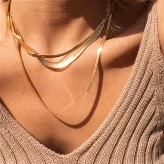

Fashion Stacked Necklace 18 K Gold Plated Snake Layered Necklace For Woman