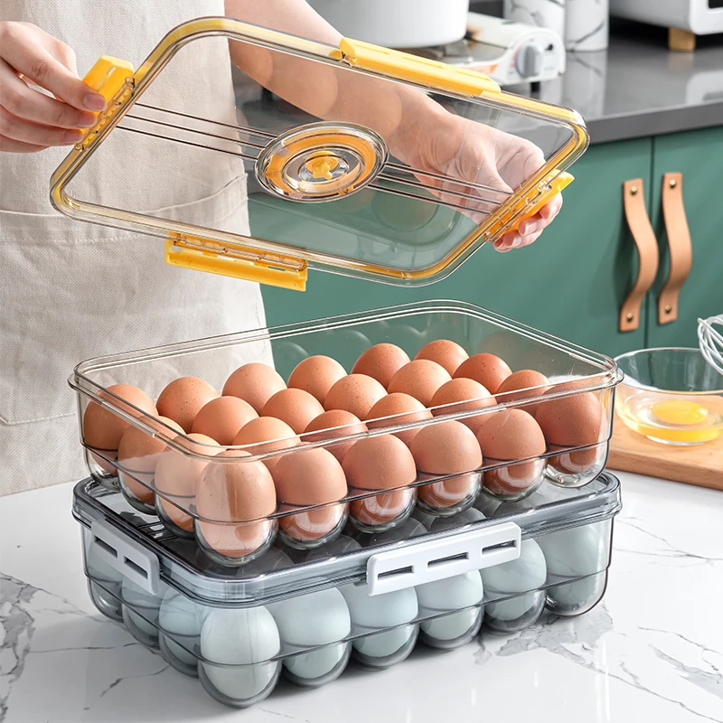 Kitchen Storage Organizer Plastic Egg Holder for Refrigerator with Handle and Lid, Yellow,blue
Kitchen Storage Organizer Plastic Egg Holder for Refrigerator with Handle and Lid, Yellow,blue