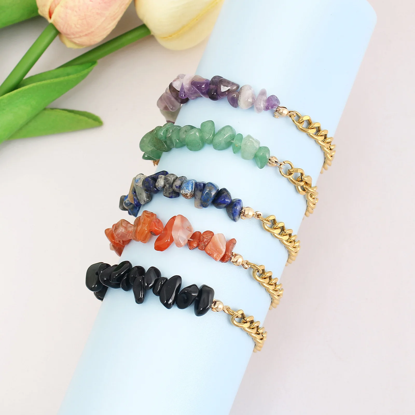 Bohemian Purple Stone Bracelet 316L Stainless Steel Natural Crystal Gemstone Irregular Energy Stone Bracelet For Women
Bohemian Purple Stone Bracelet 316L Stainless Steel Natural Crystal Gemstone Irregular Energy Stone Bracelet For Women
