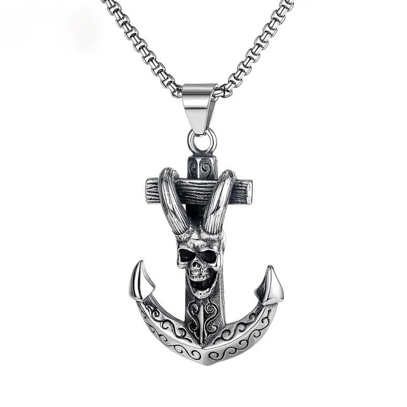 Vintage Punk Sea Anchor Cross Caribbean Pirate Necklace Stainless Steel Charm Skull Pendant Necklace
Vintage Punk Sea Anchor Cross Caribbean Pirate Necklace Stainless Steel Charm Skull Pendant Necklace