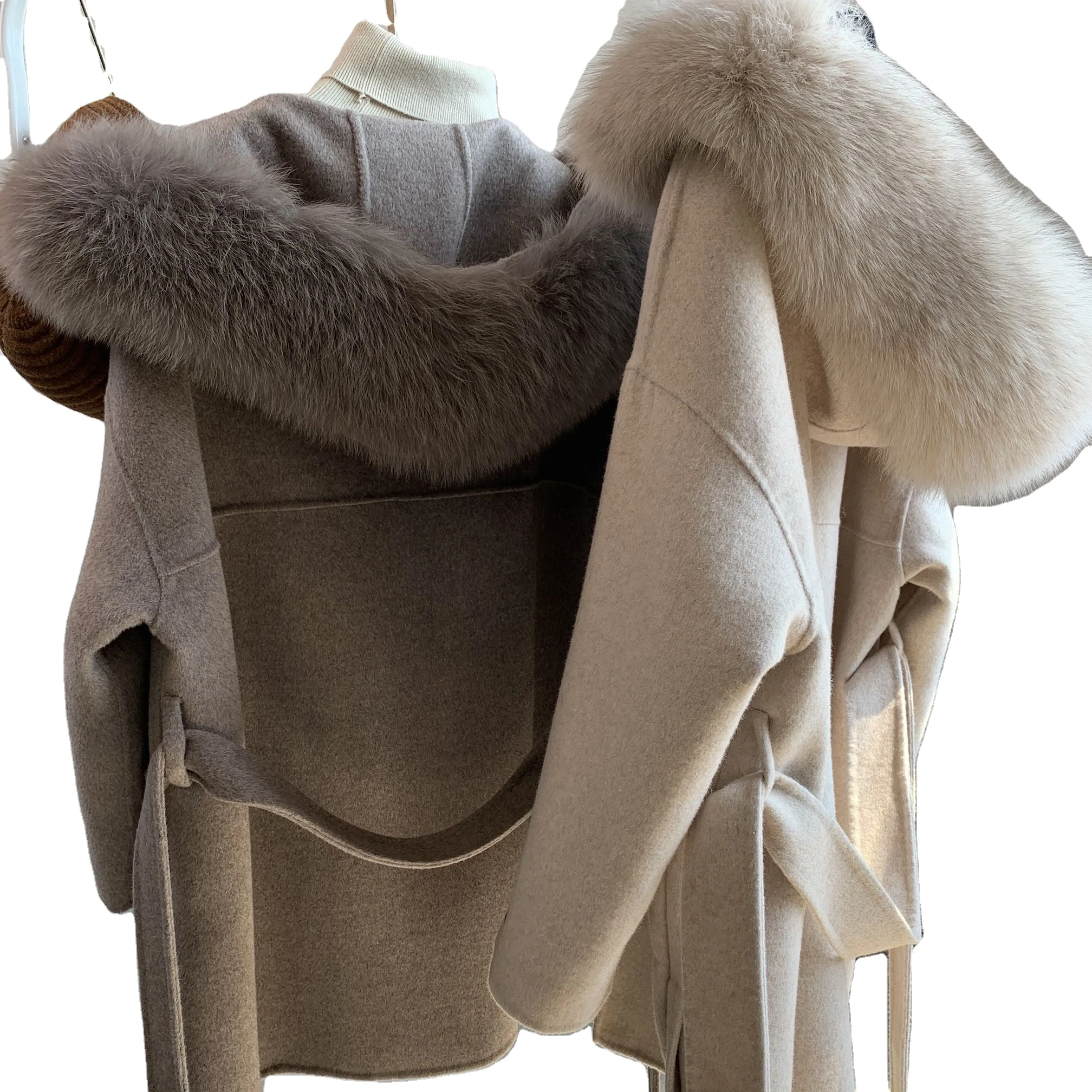 Wholesale fashion luxury women wool coat winter long fur coat with fur hood
Wholesale fashion luxury women wool coat winter long fur coat with fur hood