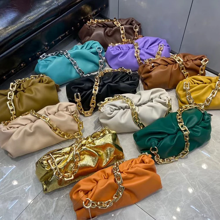 New European American Style Pu Leather Shoulder Bag Color Chain Pleated Dumpling Women Hand Bag, As picture
New European American Style Pu Leather Shoulder Bag Color Chain Pleated Dumpling Women Hand Bag, As picture