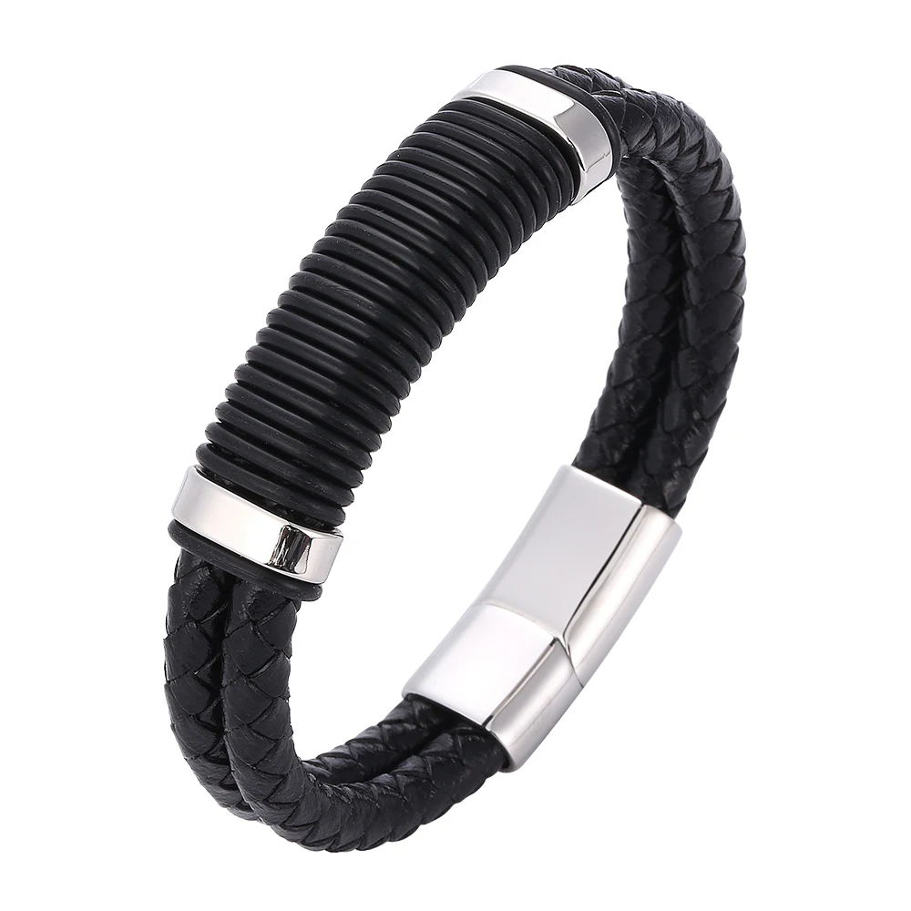 Fashion Punk Stainless Steel Charm Magnetic Black Men Bracelet Leather Genuine Braided Bangles Male Jewelry Accessories SP1071
Fashion Punk Stainless Steel Charm Magnetic Black Men Bracelet Leather Genuine Braided Bangles Male Jewelry Accessories SP1071