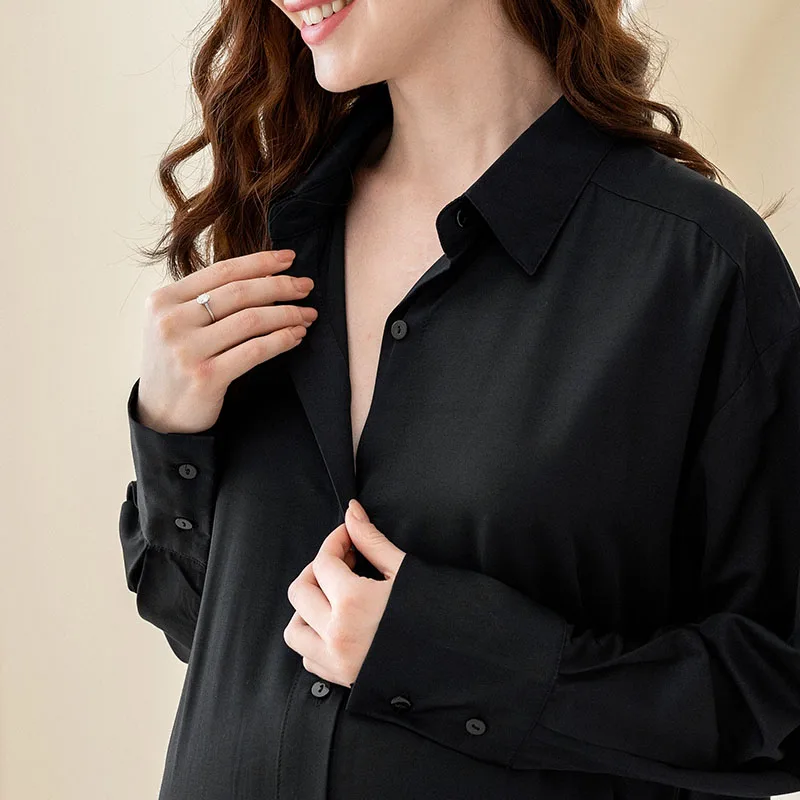 Maternity Clothing Long Sleeve Midi Skirt Dress Loose Maternity Dress Shirt, Champagne,black
Maternity Clothing Long Sleeve Midi Skirt Dress Loose Maternity Dress Shirt, Champagne,black