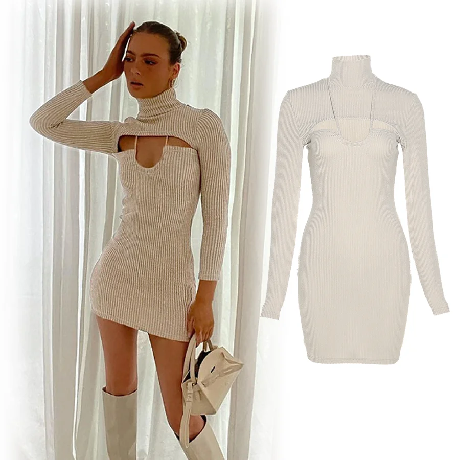 Ladies Sexy Hollow Turtleneck Sweater Dresses Long Sleeve Hip Knitted Bodycon One Piece Dress Women 2021 Autumn Clothing, Khaki
Ladies Sexy Hollow Turtleneck Sweater Dresses Long Sleeve Hip Knitted Bodycon One Piece Dress Women 2021 Autumn Clothing, Khaki