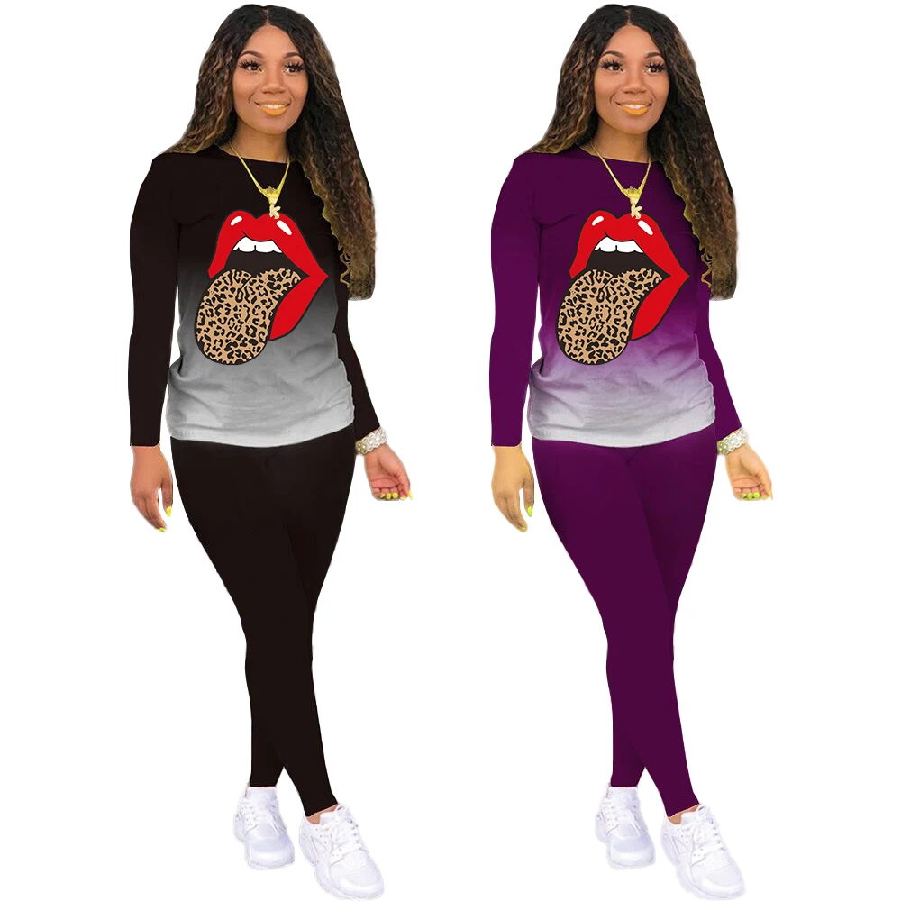 Colorblock leopard lip print winter sets women fashion mouth printed long sleeve activewear sets for women
Colorblock leopard lip print winter sets women fashion mouth printed long sleeve activewear sets for women