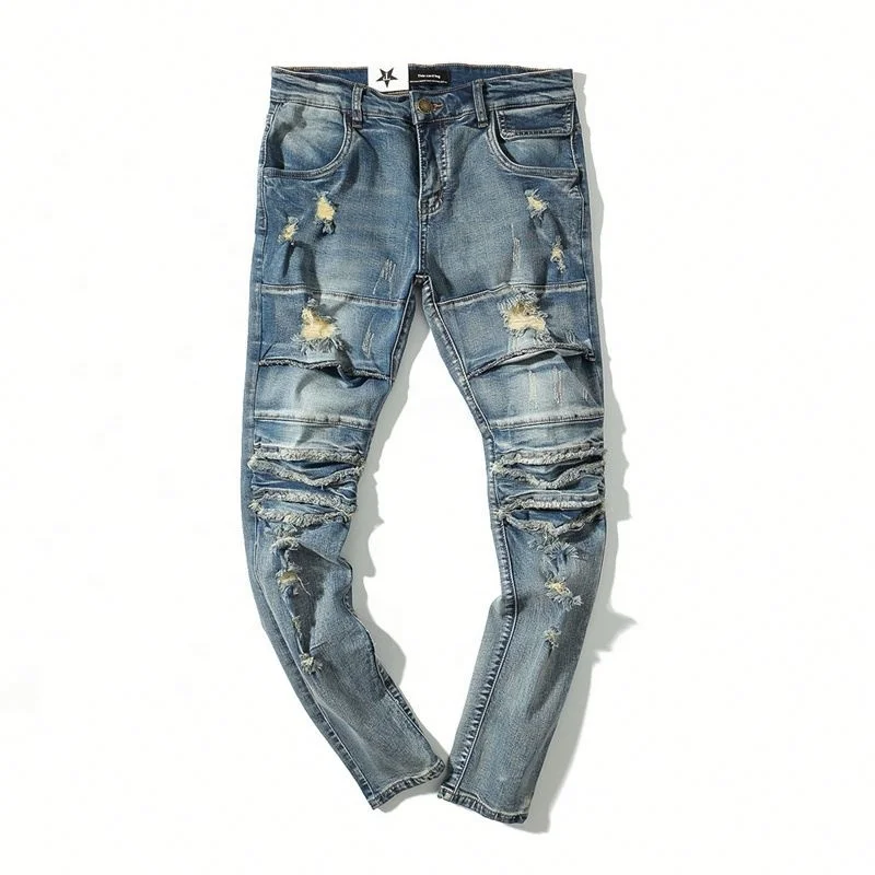 Fashion Wear Patchwork Denim Jeans Men Trousers 
Fashion Wear Patchwork Denim Jeans Men Trousers