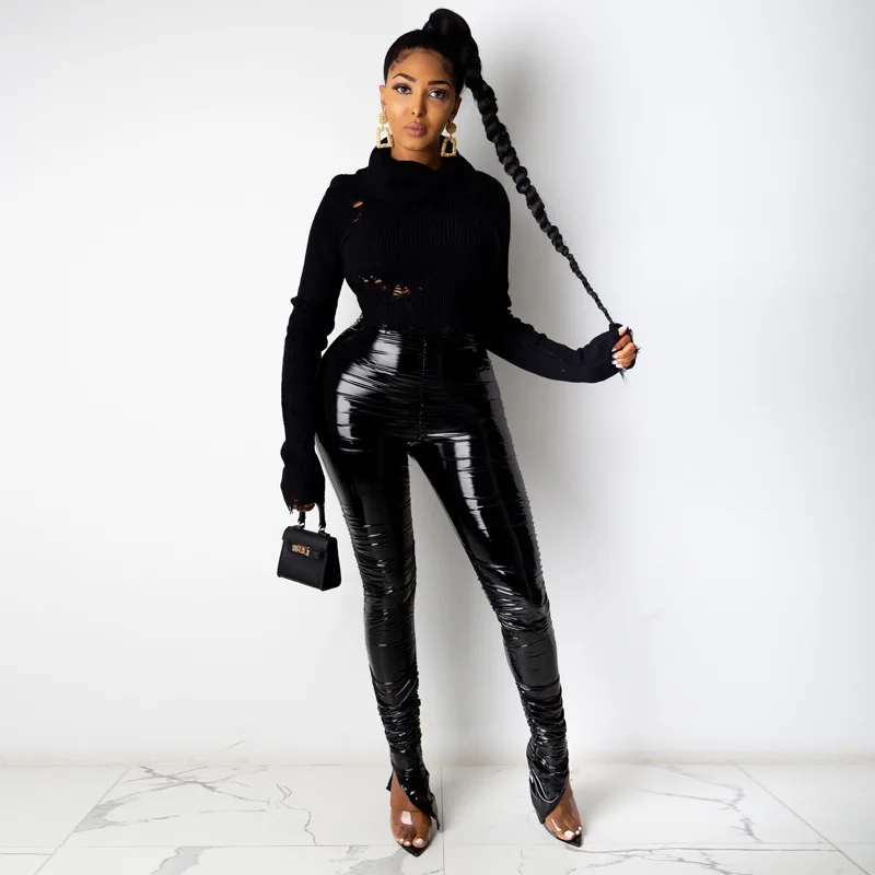 2020 New Arrival Winter Skinny Tight Leather High Waist Pants Side Slit Pleated Pencil Footwear For Women
2020 New Arrival Winter Skinny Tight Leather High Waist Pants Side Slit Pleated Pencil Footwear For Women