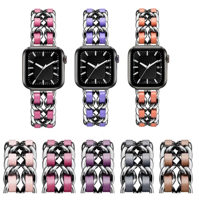 2020 New Design Luxury Cowboy Denim Chain With Leather Stainless Steel Wrist Band For Apple Watch Series 6 5 Strap, Black,white,blue,red,pink
2020 New Design Luxury Cowboy Denim Chain With Leather Stainless Steel Wrist Band For Apple Watch Series 6 5 Strap, Black,white,blue,red,pink