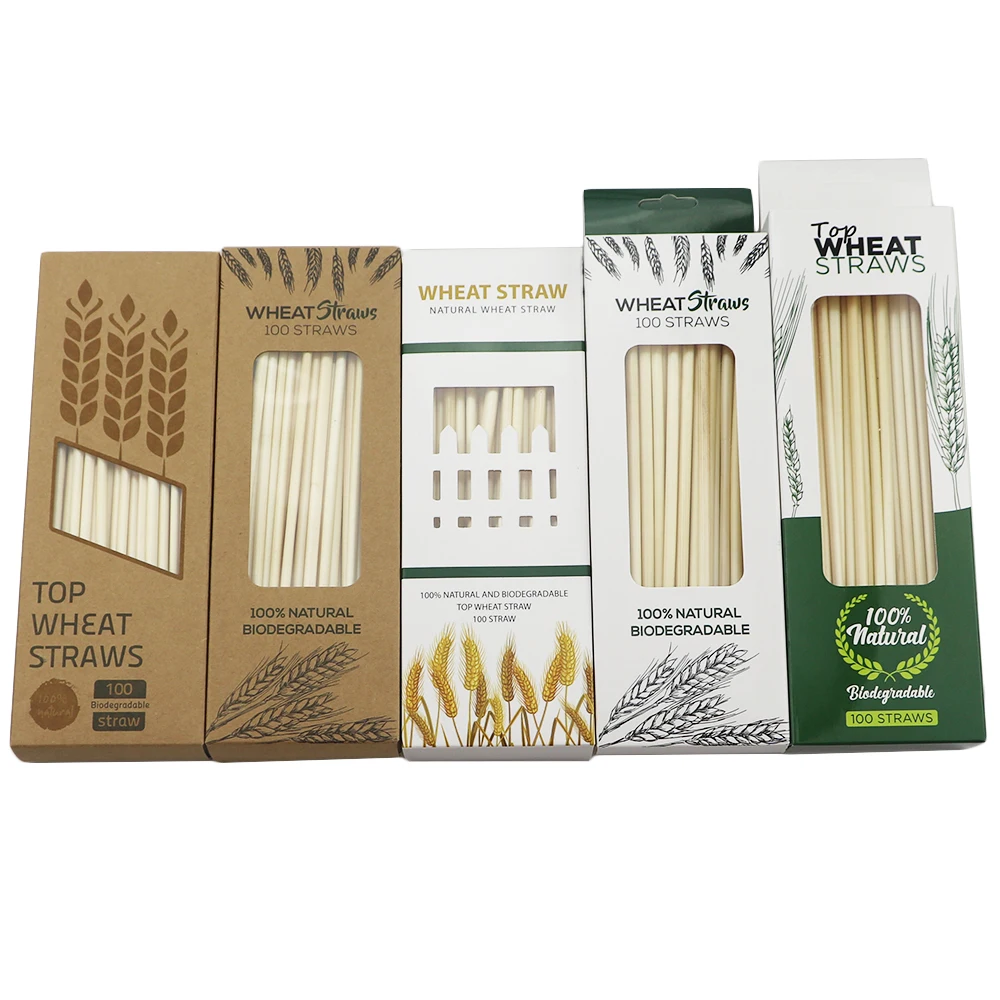 Eco Friendly Bamboo Natural Biodegradable Straws 100 Disposable Wheat