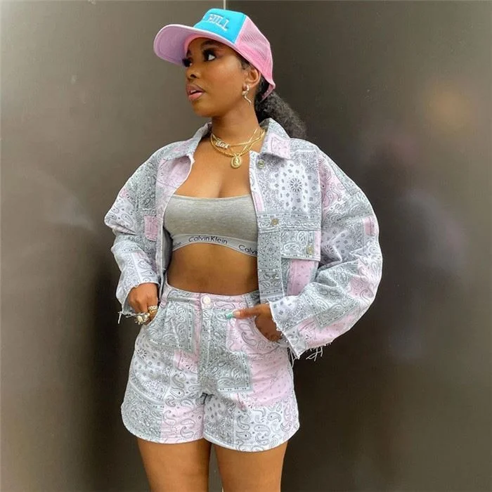 Women Trendy Clothing Paisley Printed 2 Piece Set Jogger Shorts Set Fall 2021 Women Sets, Picture
Women Trendy Clothing Paisley Printed 2 Piece Set Jogger Shorts Set Fall 2021 Women Sets, Picture
