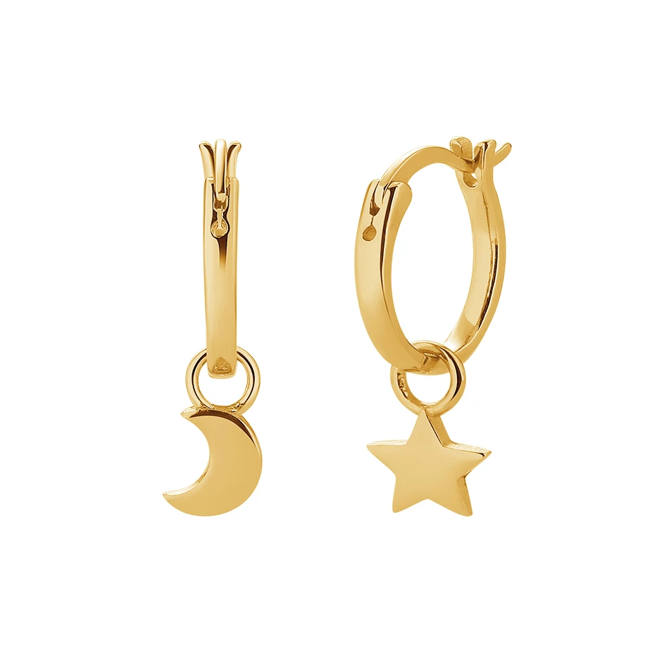 18K Gold Plated Jewelry 925 Sterling Silver Fashion Natural Women Gift Party Gold Mini Star Moon Charm Hoops Earrings
18K Gold Plated Jewelry 925 Sterling Silver Fashion Natural Women Gift Party Gold Mini Star Moon Charm Hoops Earrings