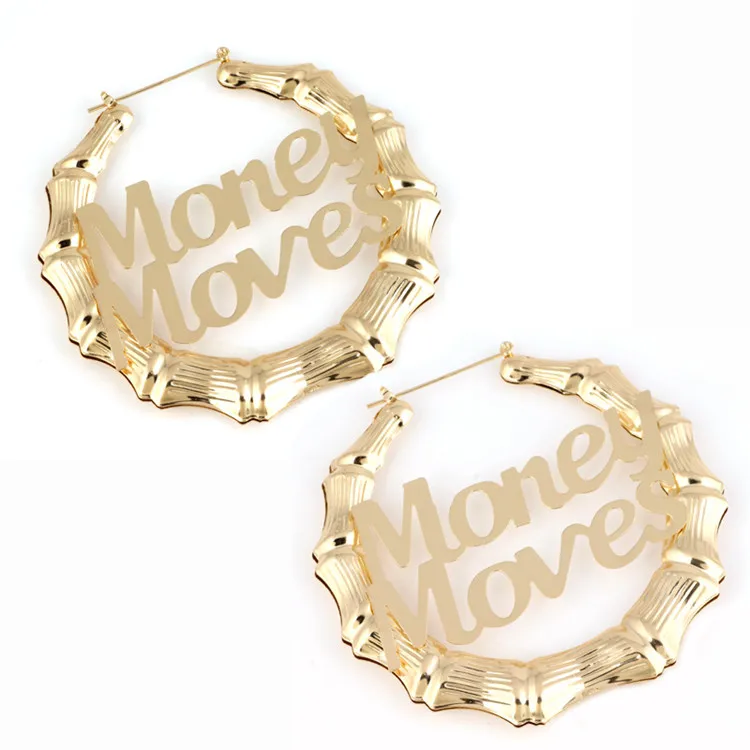 Personalized Melanin 18K Gold Trendy Chunky Letter Bamboo Hoop Big Earring, Gold silver
Personalized Melanin 18K Gold Trendy Chunky Letter Bamboo Hoop Big Earring, Gold silver