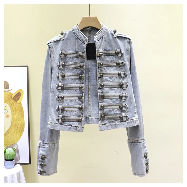 Retro Denim Jacket Stand Collar Slim Short Coat Handsome Women's Retro Court Double-breasted Cardigan Denim Cropped Coat
Retro Denim Jacket Stand Collar Slim Short Coat Handsome Women's Retro Court Double-breasted Cardigan Denim Cropped Coat