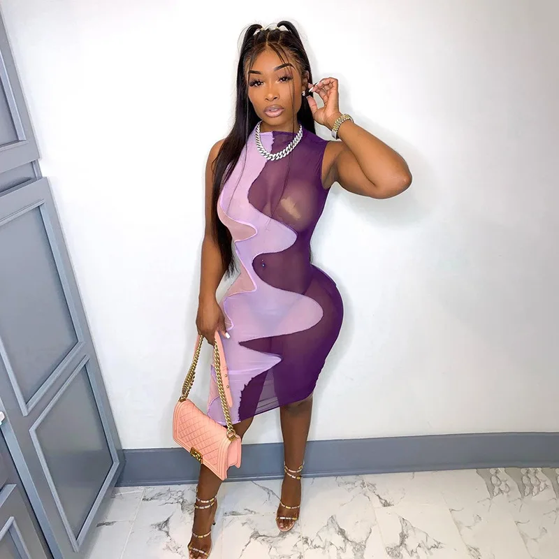 Summer Fashion Casual Sexy Mesh Patchwork Sleeveless Skinny Mini Bodycon Dresses 2021 Summer New Casual Beach Streetwear
Summer Fashion Casual Sexy Mesh Patchwork Sleeveless Skinny Mini Bodycon Dresses 2021 Summer New Casual Beach Streetwear