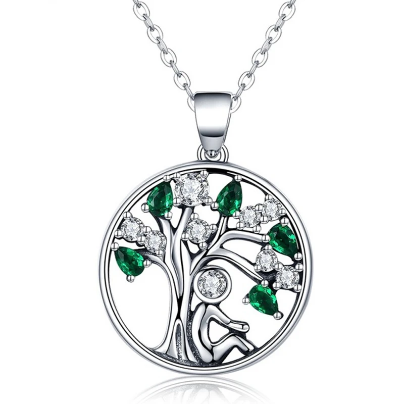 Classic 925 Sterling Silver Tree of Life Round Pendant Name Necklaces for Women Fine Jewelry Valentine's Day gift, Green and dark red
Classic 925 Sterling Silver Tree of Life Round Pendant Name Necklaces for Women Fine Jewelry Valentine's Day gift, Green and dark red