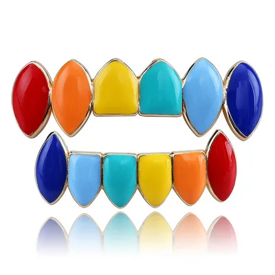 Hip Hop Grillz Men Gold Exotic Cross-Border Punk Colorful Teeth Top Bottom Dental Rapper Rainbow Teeth Grillz Hip Hop Jewelry
Hip Hop Grillz Men Gold Exotic Cross-Border Punk Colorful Teeth Top Bottom Dental Rapper Rainbow Teeth Grillz Hip Hop Jewelry