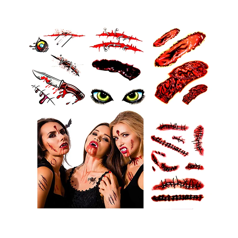 Wound Zombie Tattoo Stickers Realistic Bleeding Wound Makeup, Halloween Perfect Halloween Dress up Waterproof Plastic DHL, Colorful
Wound Zombie Tattoo Stickers Realistic Bleeding Wound Makeup, Halloween Perfect Halloween Dress up Waterproof Plastic DHL, Colorful