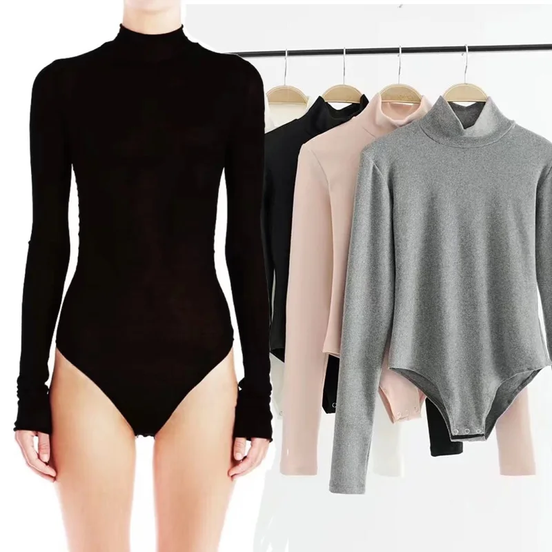 2021 Wholesale new arrive Solid color Brushed Slim Half High Neck black bodycon for women long sleeve turtleneck jumpsuit
2021 Wholesale new arrive Solid color Brushed Slim Half High Neck black bodycon for women long sleeve turtleneck jumpsuit