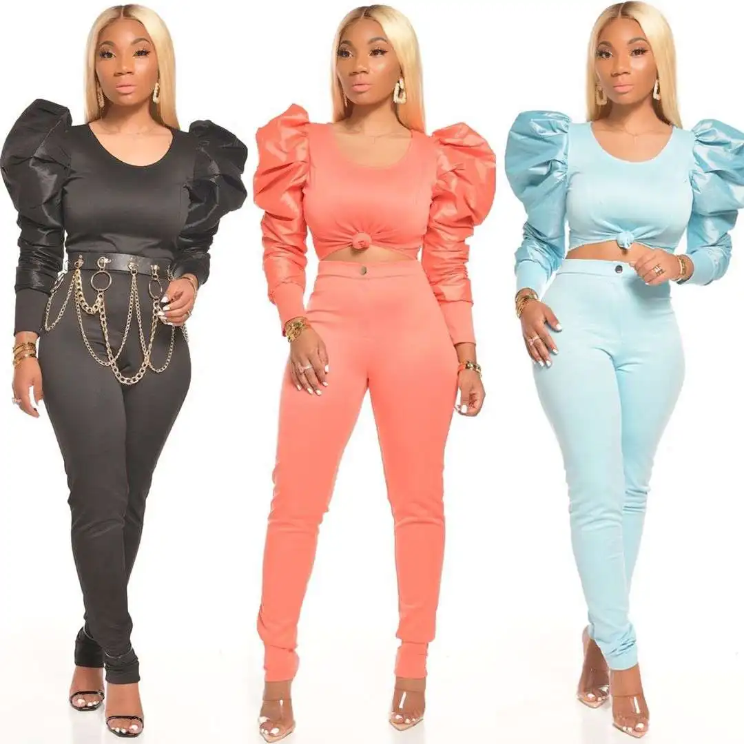 YD-CQ036 Wholesale Pencil Pants Casual Women Clothing Puff Sleeve Tops Solid 2 Piece Pant Set
YD-CQ036 Wholesale Pencil Pants Casual Women Clothing Puff Sleeve Tops Solid 2 Piece Pant Set