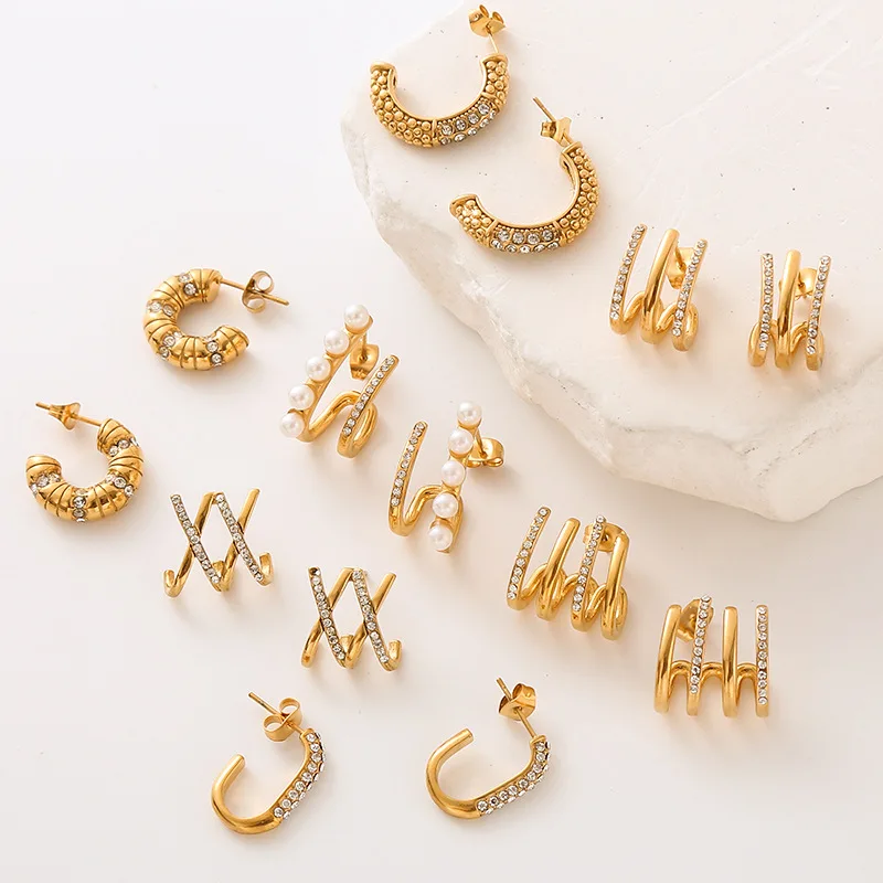wholesale Trendy Jewelry Accessories 2023 stainless steel jewelry hoop chunky diamond pearl Letter C Shape Twisted Earrings
wholesale Trendy Jewelry Accessories 2023 stainless steel jewelry hoop chunky diamond pearl Letter C Shape Twisted Earrings