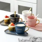 white pink gold matt porcelain ceramic tea coffee cup and saucer set