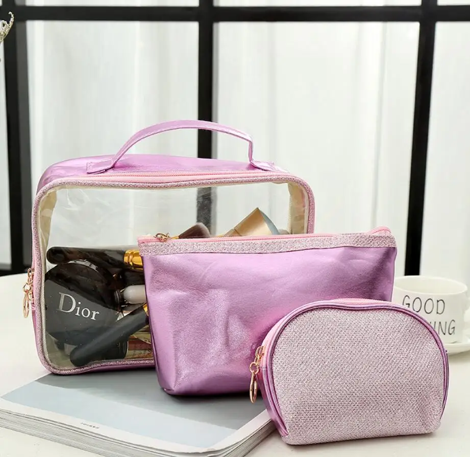 3 piece per set women girls travel transparent toilet bag makeup cosmetic box, Pink&gold&silver
3 piece per set women girls travel transparent toilet bag makeup cosmetic box, Pink&gold&silver