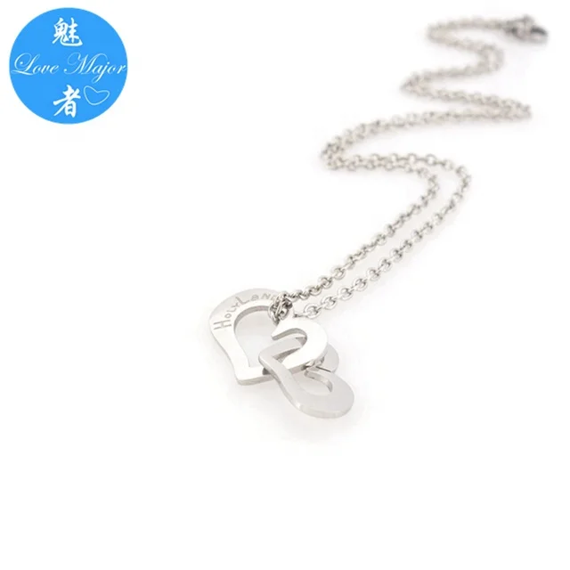Valentine's Day Gift Stainless Steel Jewelry Heart in Heart Pendant Necklace Fashion Jewel for Girl