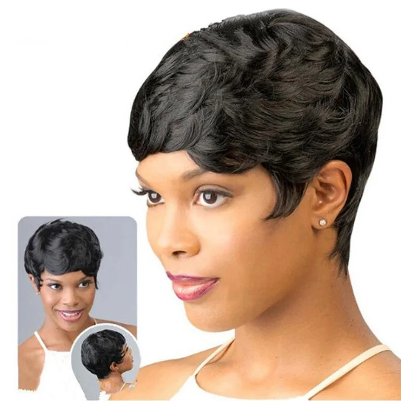 New Design Cheap Short Pixie Cut Curly Wave Black Hair For Black Women Brazilian Human Hair Wigs, Picture color
New Design Cheap Short Pixie Cut Curly Wave Black Hair For Black Women Brazilian Human Hair Wigs, Picture color