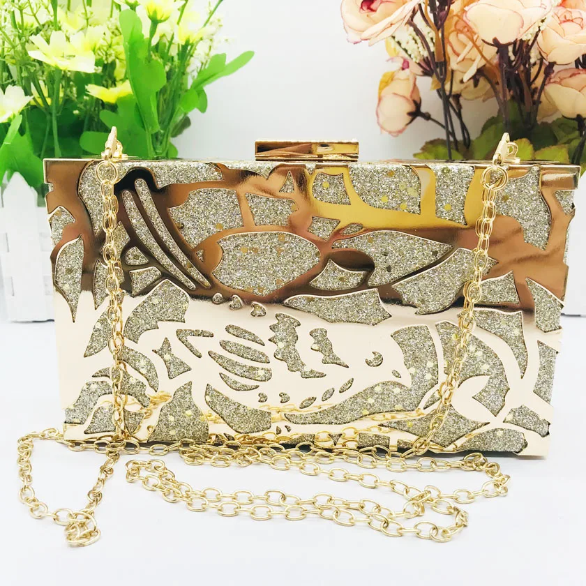 Golden pu leather evening dress clutch metal hollow coin purse wedding party evening dress bag
Golden pu leather evening dress clutch metal hollow coin purse wedding party evening dress bag