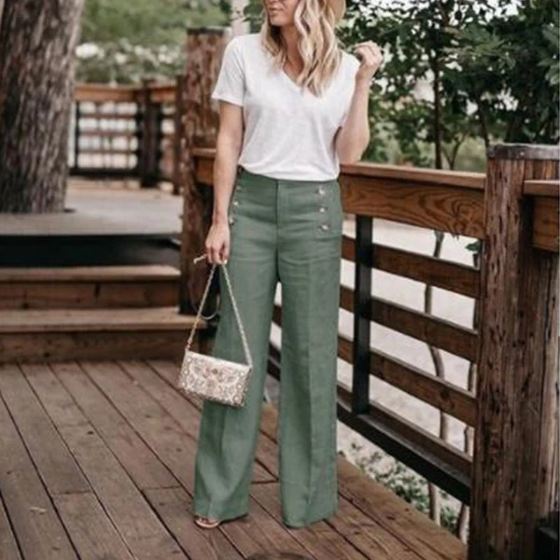 Solid Casual High Waist Button Trousers Female Loose Pants Plus Size 3XL 2021 Summer New Hot Cotton Linen Women Wide Legs Pants, As pictures
Solid Casual High Waist Button Trousers Female Loose Pants Plus Size 3XL 2021 Summer New Hot Cotton Linen Women Wide Legs Pants, As pictures