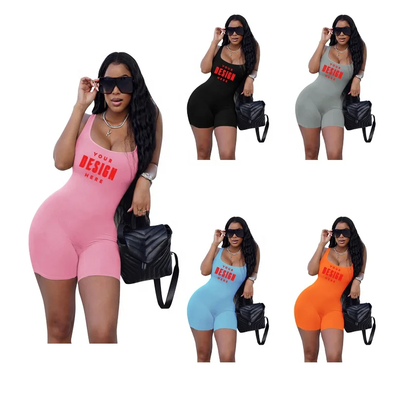

2022 New Arrivals Rompers Slim Casual Playsuit Ribbed Fitness Jumpsuit Summer Jumpsuit For Woman, Picture