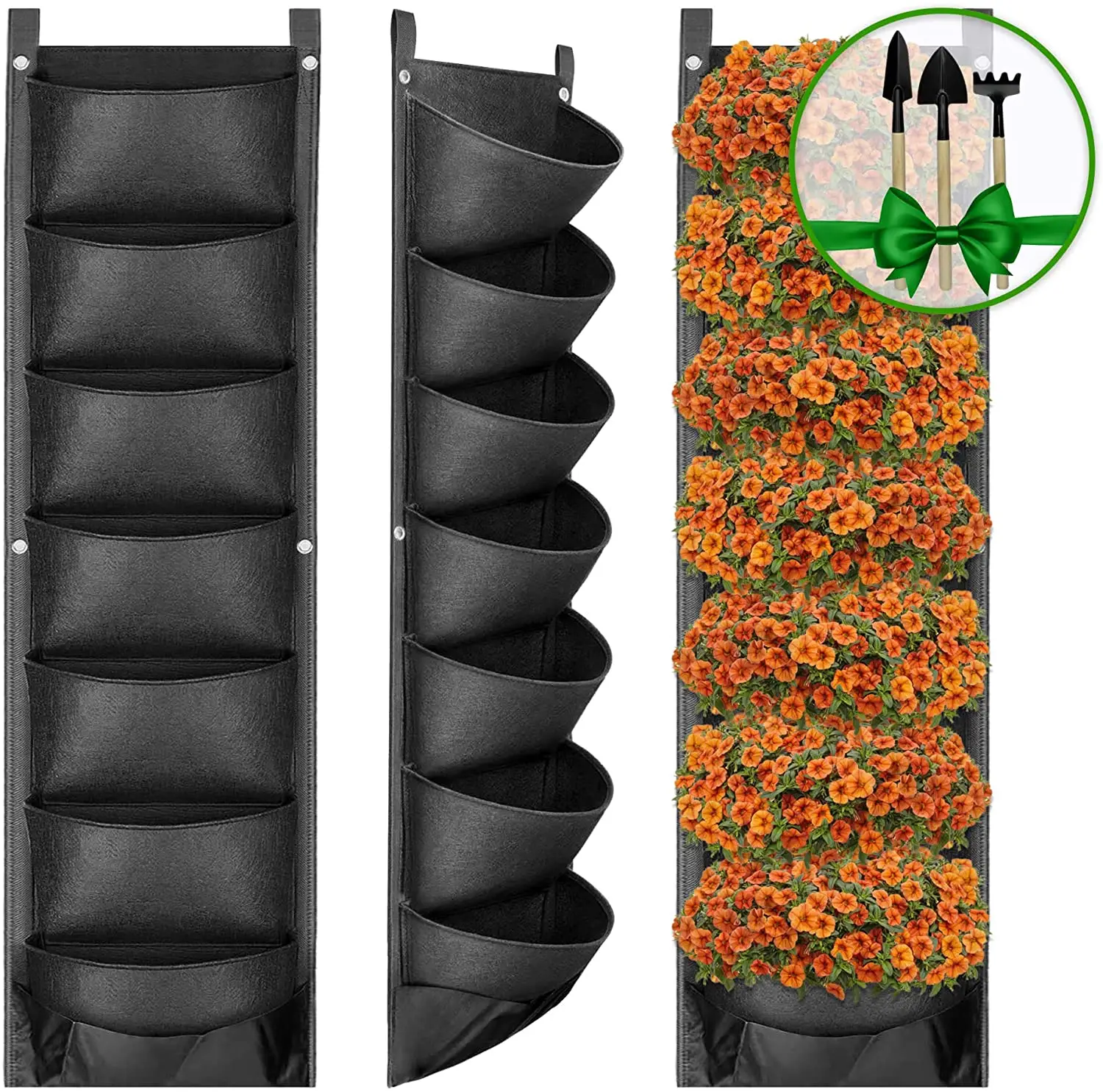 Vertical Hanging Garden Planter with 7 Pockets, Indoor and Outdoor Gardening Wall Planter, Waterproof Planting Bags, Black or customized
Vertical Hanging Garden Planter with 7 Pockets, Indoor and Outdoor Gardening Wall Planter, Waterproof Planting Bags, Black or customized