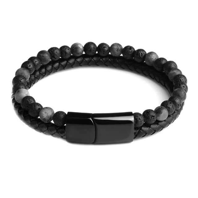 New Design 2019 Men, Black And Brown Gemstone Leather Nature Stones Bead Bracelet For Boy/, Picture shows
New Design 2019 Men, Black And Brown Gemstone Leather Nature Stones Bead Bracelet For Boy/, Picture shows