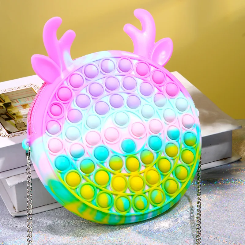 Hot Sale Push Bubble Fidget Toys Bags Silicone Round Rainbow Fidget Bags Women Handbags Ladies Shoulder
Hot Sale Push Bubble Fidget Toys Bags Silicone Round Rainbow Fidget Bags Women Handbags Ladies Shoulder