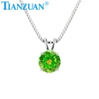 New Fashion Pendant Round Shape Apple-green and Coffee color one-time Forming Cubic Zirconia with 925 Silver Necklace