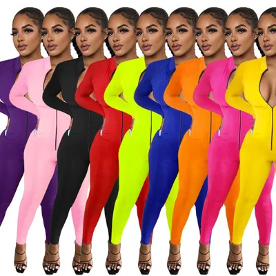 Casual Women Jumpsuit Fitness Bodycon Long Sleeve Front Zipper Rompers Womens Jumpsuit Skinny Overalls dropshipping
Casual Women Jumpsuit Fitness Bodycon Long Sleeve Front Zipper Rompers Womens Jumpsuit Skinny Overalls dropshipping