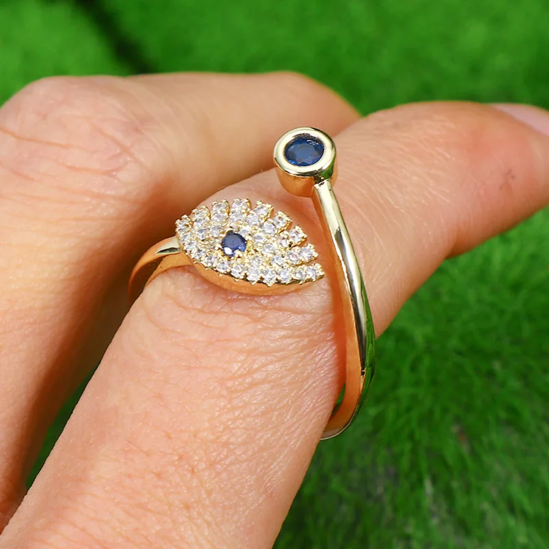 High Quality Adjustable Evils Eyes Open Rings Real Gold Plated Zircon Eyes Finger Rings For Women
High Quality Adjustable Evils Eyes Open Rings Real Gold Plated Zircon Eyes Finger Rings For Women