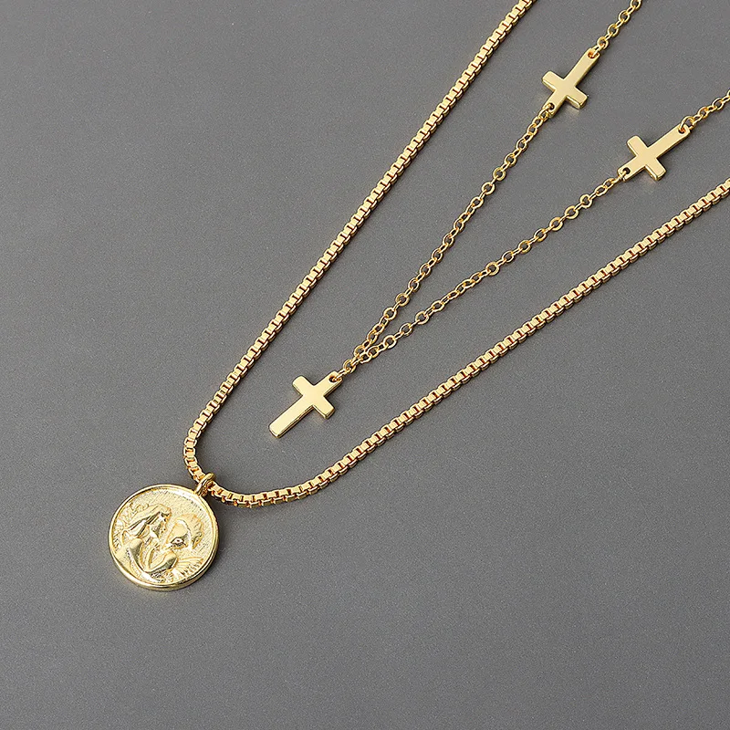 Newest Arrival 18K Gold Plated Cross Necklaces Multi Layer Disc Coin Pendant Necklaces For Women
Newest Arrival 18K Gold Plated Cross Necklaces Multi Layer Disc Coin Pendant Necklaces For Women