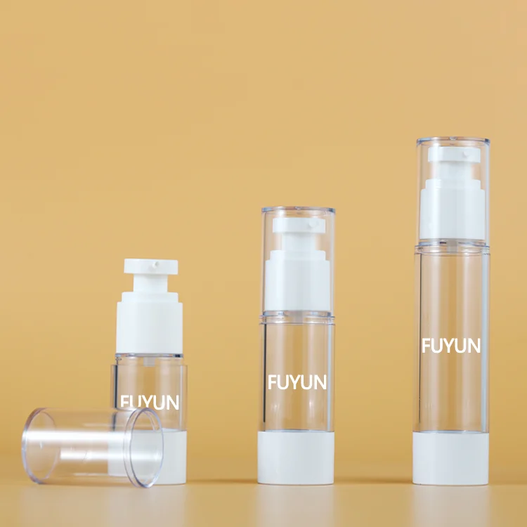

Fuyun in Stock Cosmetic Packaging Plastic Spray Bottle 5ml 10ml 15ml 30ml 50ml Vacuum Clear Airless Pump Bottle