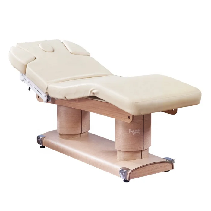 BonnieBeauty électrique spa réglable table de massage en bois & lit facial électrique chaise de traitement lit facial