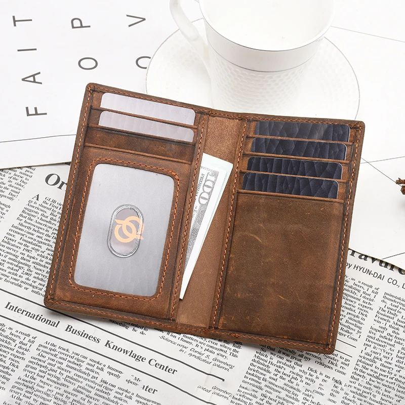 Custom Vintage Genuine Crazy Horse Leather Vertical Purse Mens Real Leather Long Wallet, Customized logo
Custom Vintage Genuine Crazy Horse Leather Vertical Purse Mens Real Leather Long Wallet, Customized logo