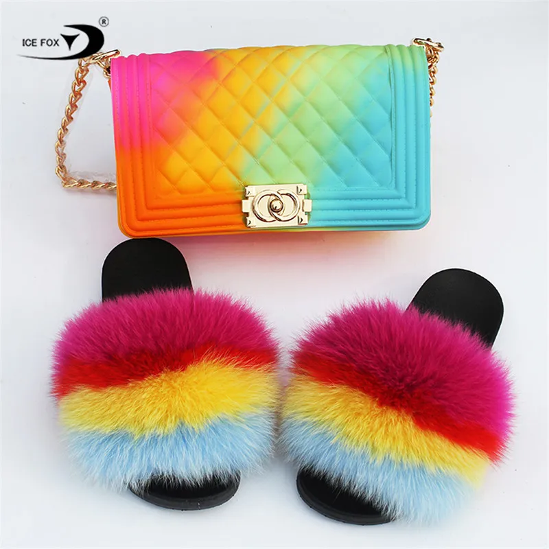 Wholesale Lady Fur Slippers Fashion Real Fox Fur Luxury Women Slides with purse set Jelly Chain Shoulder Bag Handbag, Customizable
Wholesale Lady Fur Slippers Fashion Real Fox Fur Luxury Women Slides with purse set Jelly Chain Shoulder Bag Handbag, Customizable