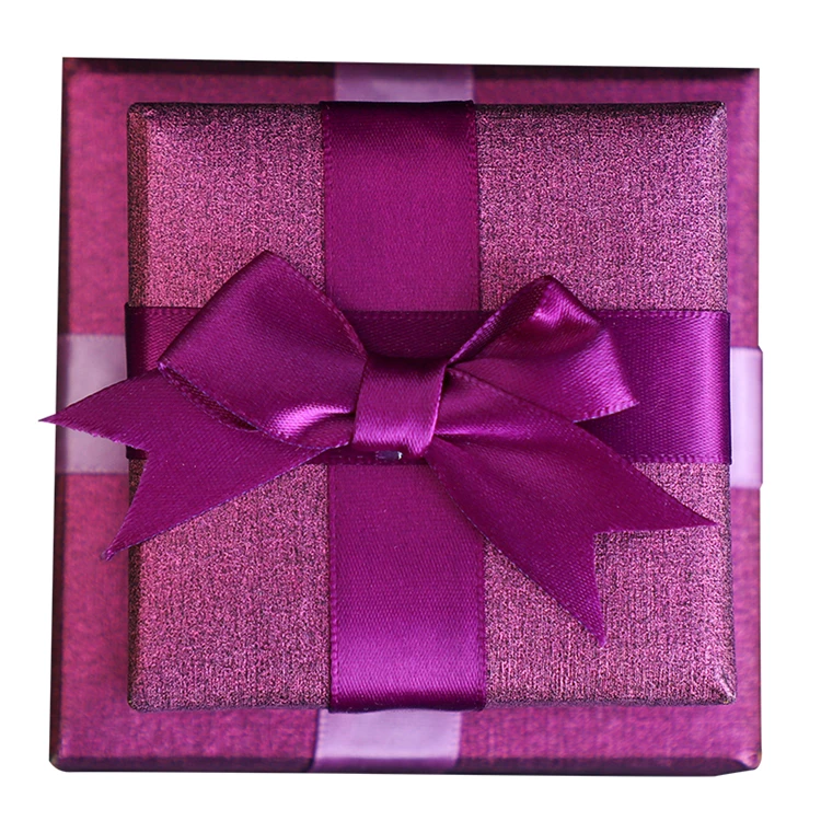 made rigid purple color boxes gift packaging box with ribbon