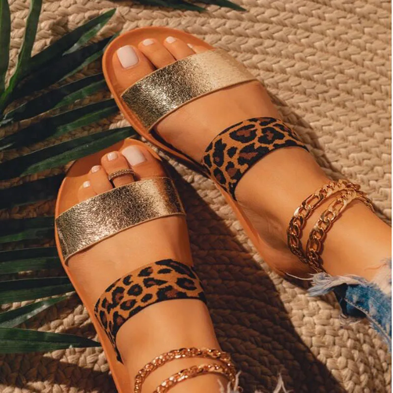 Summer 2 strap women's slippers large size flat color matching leopard stripe print sandals for ladies
Summer 2 strap women's slippers large size flat color matching leopard stripe print sandals for ladies