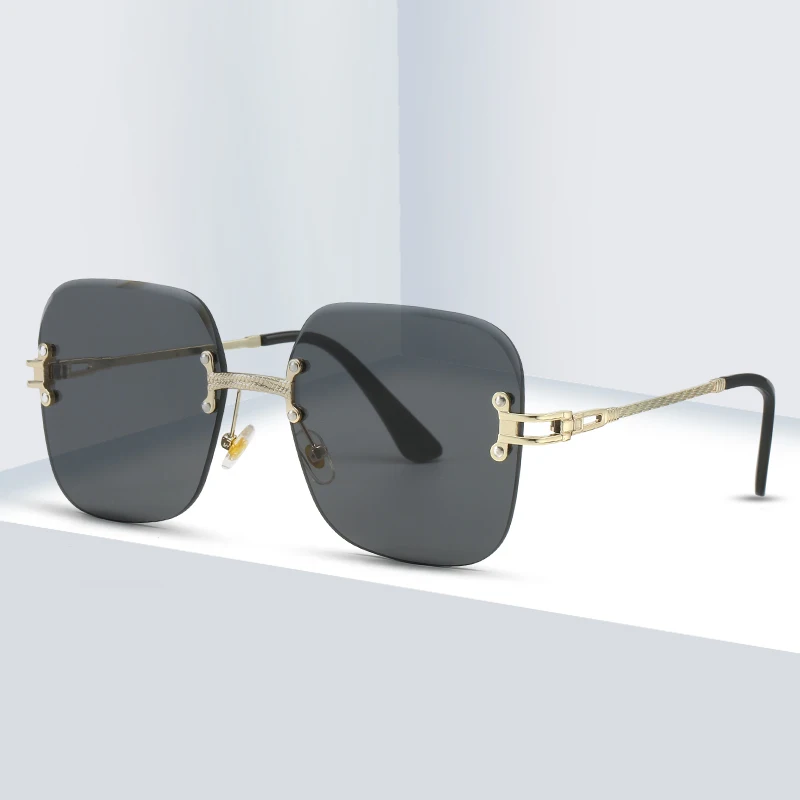 

New Design Hot Sale Trendy Rimless Diamond Luxury Designer Sunglasses Square Shades Sun glasses women men metal frame glasses