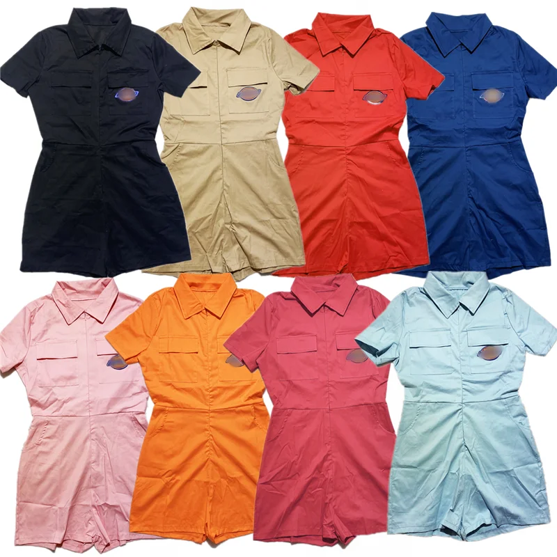 Designer outfits embroidered logo Women cotton Playsuits Summer Jumpsuits zipper Rompers Sexy Short Overalls with pockets, 8 colors
Designer outfits embroidered logo Women cotton Playsuits Summer Jumpsuits zipper Rompers Sexy Short Overalls with pockets, 8 colors